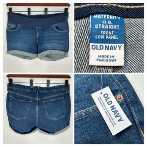 Old Navy NWT‎ Maternity Jean Shorts Size 14 OG Straight Front Low Panel 38x4.5